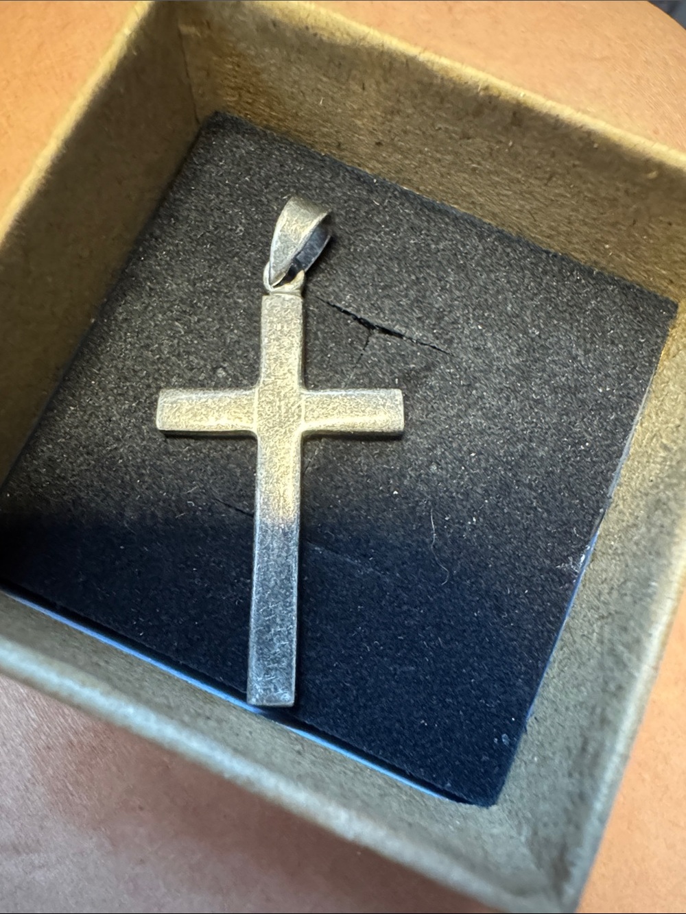 Men's Sterling Silver Cross Pendant Necklace - Matte Finish Religious Pendant